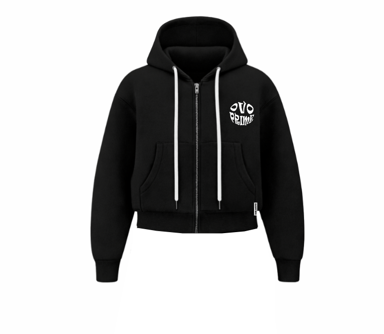 BLACK ZIP UP HOODIE