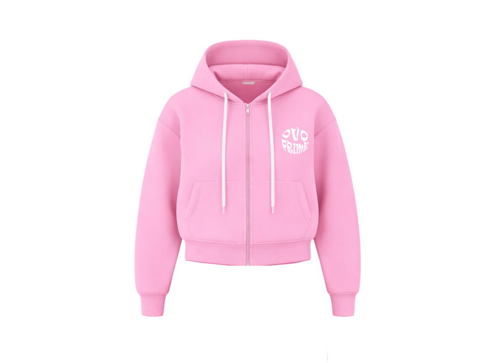 SOFT PINK ZIP UP HOODIE