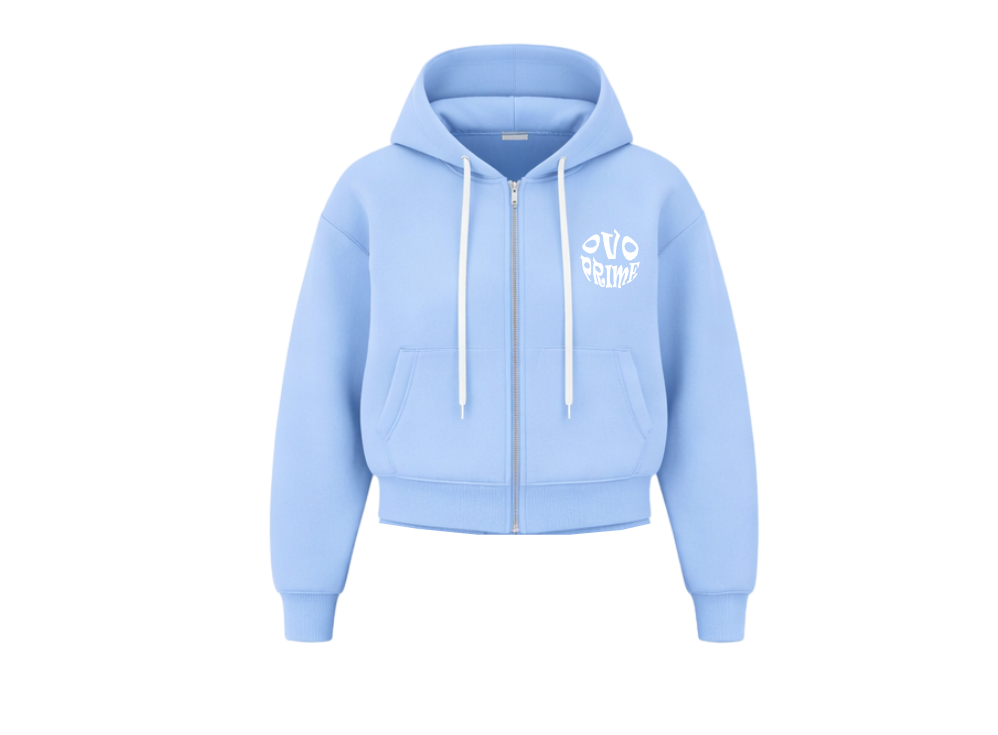 BLUE ZIP UP HOODIE